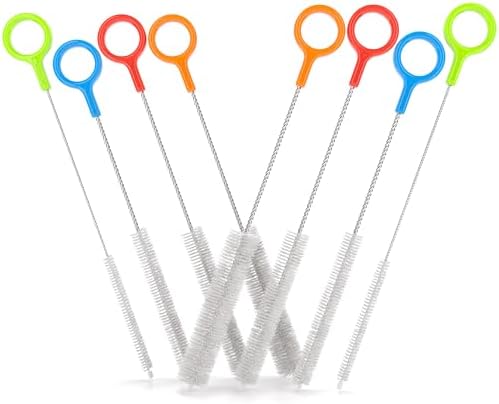 Buenalife Heavy Duty Cleaning Brushes Set of 8 - Extra Long Straw Cleaners for Metal and Plastic Reusable Drinking Straws, to Clean Small Spaces, Sippy Cups, Water Bottles - Sturdy Hard Brush Bristles by Buenalife
