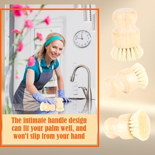 30 Pack Bamboo Dish Scrub Brushes Wooden Kitchen Cleaning Brushes with Sisal Bristles Wood Dish Scrubber Cleaning Set for Pots Pans Sink Vegetables - Image 5