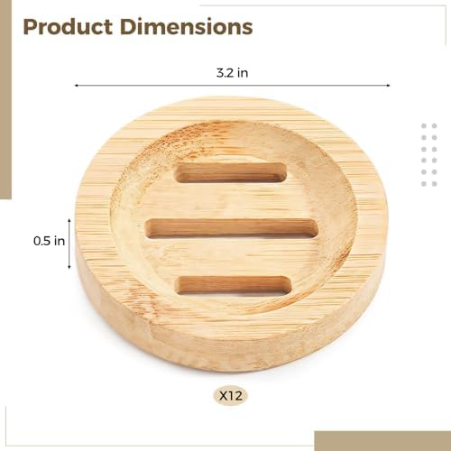 12 Pcs Round Wooden Soap Dishes, Wooden Soap Holders with Ventilation Holes, Soap Trays for Bars, Natural Color, Ideal for Bathroom and Kitchen Use - Image 5