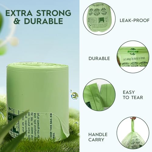 2.6-3 Gallon Compostable Trash Bags with Handles 80 Count 0.67 Mil 11.36 L Small Kitchen Wet Food Scrap Waste Compost Bag for Countertop Bin ASTM D6400 US BPI and OK Compost Home Certified - Image 6