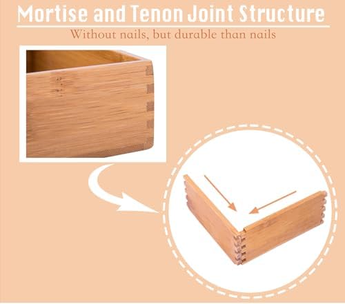 Bamboo Wardrobe Clothes Jewellery Organizer Box Square Oragnizer Boxes Wooden Snack Nut Storage Boxes, Bamboo 8"*8" - Image 4