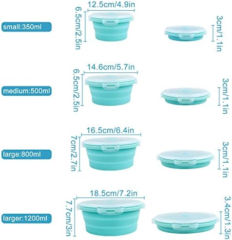 Guyuyii Collapsible Bowls with Lids 4 PC Food-Grade Silicone BPA-Free - Image 3