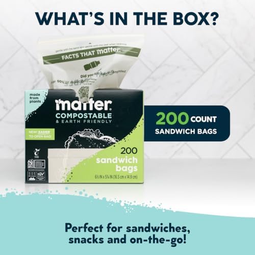 Matter Compostable Sandwich Bags, Resealable, 200 Count, Made From Plants - Image 3
