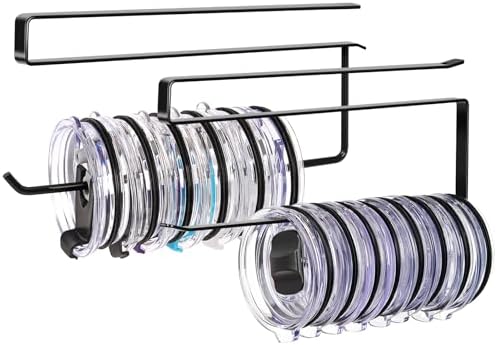 2 Pack Tumbler Lid Organizer, Versatile Storage Holds 20 Lids, Round&Flat by JOLENSOY