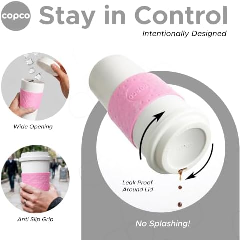 Copco Acadia Travel Mug, 16 Oz - Pink, Azure, Brown, Red, Set of 4 - Image 5