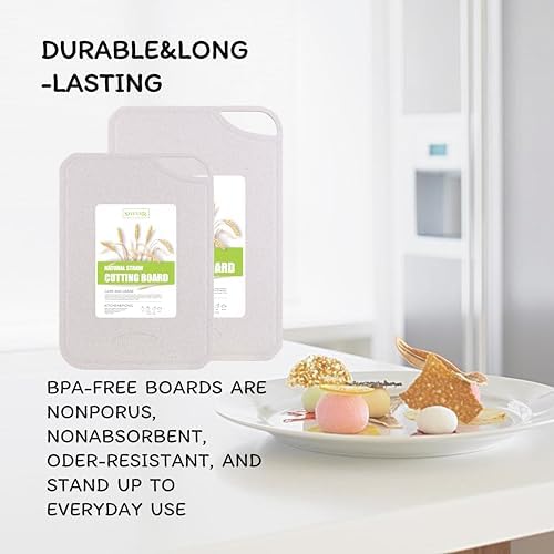 Cutting Board for Kitchen, Wheat Straw Fiber Cutting Board, Dish Washer Safe, w/Juice Grooves for Meat, Veggies,Easy Grip Handle, Non-slip Surface,Eco-friendly,Serveware Accessories(13.1‘x9.4‘) - Image 2