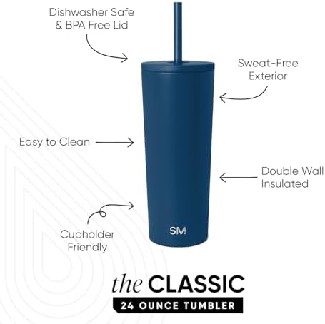 Simple Modern Iced Coffee Tumbler, Insulated | 24oz | Blue - Image 2