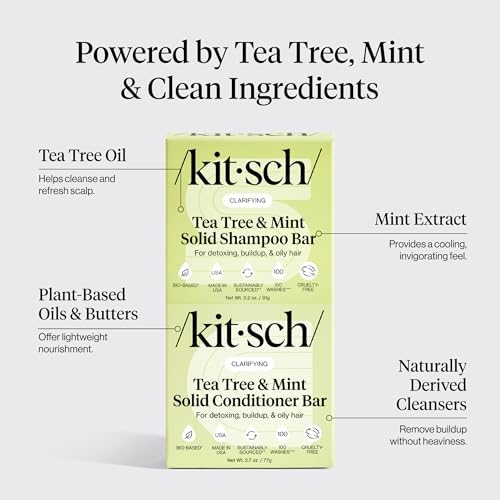 Kitsch Tea Tree Shampoo and Conditioner Set – Made in USA, 2 pcs - Image 3