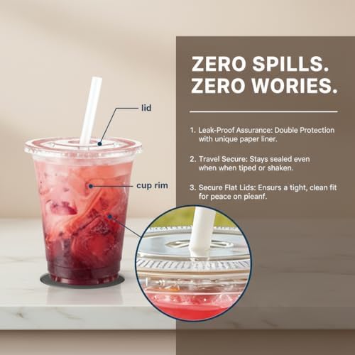 110 Pack 24 oz Disposable Clear Plastic Cups with Lids and Straws - Image 4