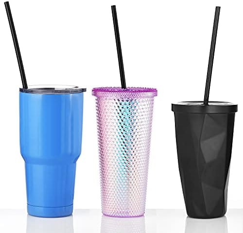 ALINK 13 inch Extra Long Reusable Straws, 12 Pack Black Hard Plastic Tumbler Straws for Stanley Owala 40 oz, 1 Gallon, 64 oz 32 oz Tall Bottles, Starbucks Cups with Brush - Image 6