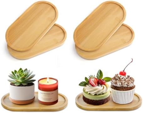 6Pcs Bamboo Tray for Bathroom, Small Wooden Trays Decorative for Candle by DIBALIYI