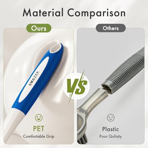 Amazer Dish Brush with Handle, 2 Pack Kitchen Scrub Brushes with Built-in Scraper for Cleaning, Dish Scrubber with Stiff Bristles for Sink, Pots, Pans (Blue+Blue) - Image 6