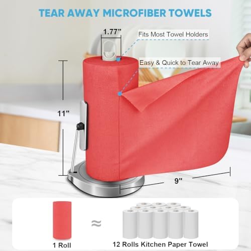 AIDEA Microfiber Cleaning Cloth Roll-55 Sheets, Red Cleaning Rags 11×9" - Image 2