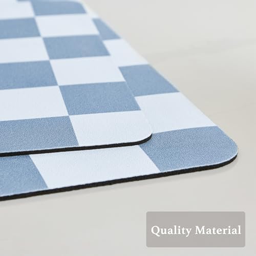 Ohocut Checkered Dish Drying Mat for Kitchen Counter, Coffee Bar, Coffee Station Accessories, Retro Cute Aesthetic Modern Absorbent Drainer Mat Kitchen Drying Mat Easy Clean, Blue 16" x 24" - Image 6