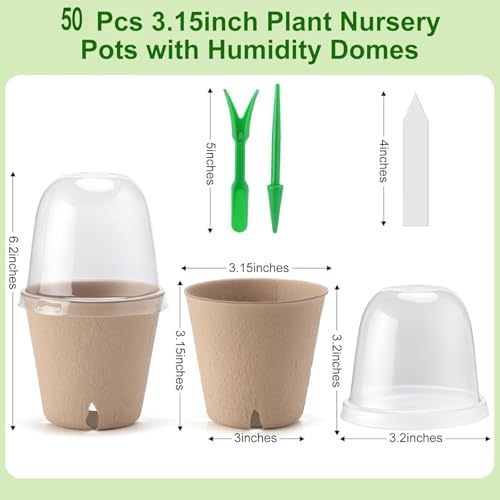 50 Set 3.15 Inch Peat Pots Plant Starters for Seedling with Humidity Dome - Image 3