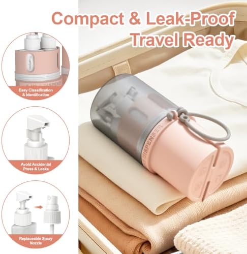 YOTIME 4 in 1 Travel Dispenser Bottle, Refillable Toiletries Container Set - Image 5