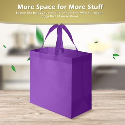 Reginary 100 PCS Non Woven Tote Bags Bulk,Purple - Image 3