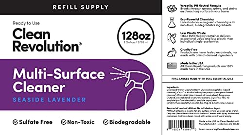 Clean Revolution Multi Surface Cleaner Refill Supply, Non-Toxic, Eco-Friendly & Plant-Based, Ready to Use, Seaside Lavender, 128 Fl Oz (1 Gallon) - Image 4