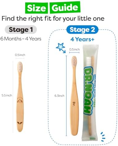 Dr. Noah Microplastic-Free Bamboo Kids Toothbrush, Dentist Designed, Age 4+ - Image 2