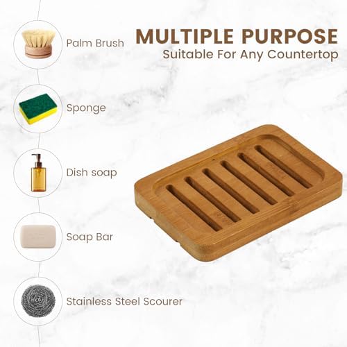 2 Pack Self Draining Bamboo Soap Holder Slotted Soap Dish (Acacia Style) - Image 6