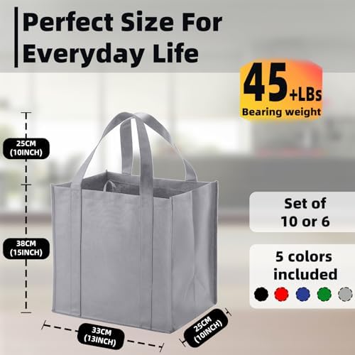 10 pack Reusable Grocery Bags,Thick Bottom-Shopping Bag for Groceries - Image 2