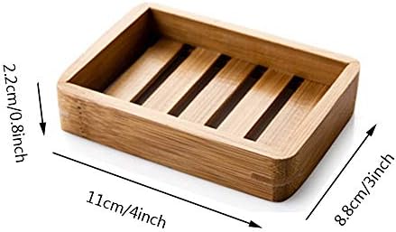 Kaxich 2 Pack Bamboo Wooden Soap Dish Shower Soap Storage Holder Saver Soap Tray Plate for Bathroom Shower Vanities Kitchen Sink - Image 2