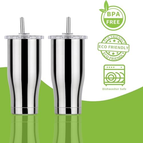 Lazycorner 5 Pcs Stainless Steel Smoothie Straws, 0.4'' Extra Wide Reusable Metal Drinking Straws for Milkshake, Smoothie, Beverage, Set of 5 with 2 Cleaning Brush - Image 5