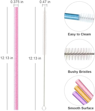 Replacement Straw Compatible with Stanley 40 oz 30 oz Cup Tumbler, 6 Pack Reusable Straw with Cleaning Brush, Plastic, Color, Dishwasher Safe - Image 2
