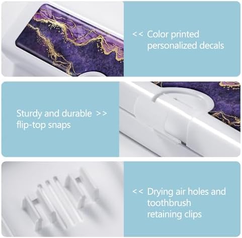 Toothbrush Travel Case - Colorful Pattern, Holder and Covers for Toothbrushes, Includes Tongue Scraper Case - Image 3