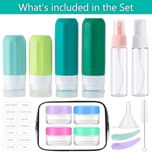 MODENGKONGJIAN 16 Pack Travel Bottles for Toiletries,TSA Approved Silicone Squeezable Travel Shampoo Bottles, 3oz Leak Proof Refillable Toiletry Cosmetic Containers (16PCS/Green) - Image 2
