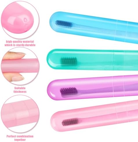 Hooqict 4 Pack Travel Toothbrush Case Portable Travel Toothbrush Holder Plastic Toothbrush Container Protector Cover Case for Traveling, Bathroom, Camping, Home, School, Business - Image 7