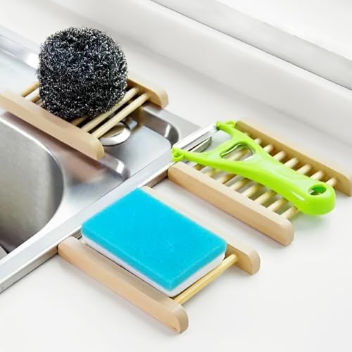 60 PCS Bamboo Soap Dish for Shower 3.3x3.5x0.7 Inch Wooden Soap Holder Self Draining Bamboo Soap Holder Handmade Wooden Soap Dish for Bar Soap Wood Soaps Tray for Bathroom, Shower, Kitchen - Image 7