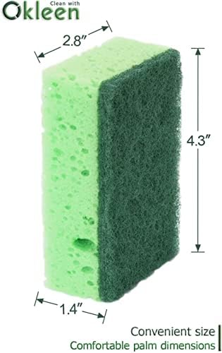 Green Multi Use Scrub Sponge. Made in Europe. 18 Pk, 4.3x2.8x1.4 inches. Odorless Heavy Duty and Non Scratch Fiber. Thick, Durable and Delicate Scrubber for Pans, Bowls, Jars, Sink, Floor - Image 5