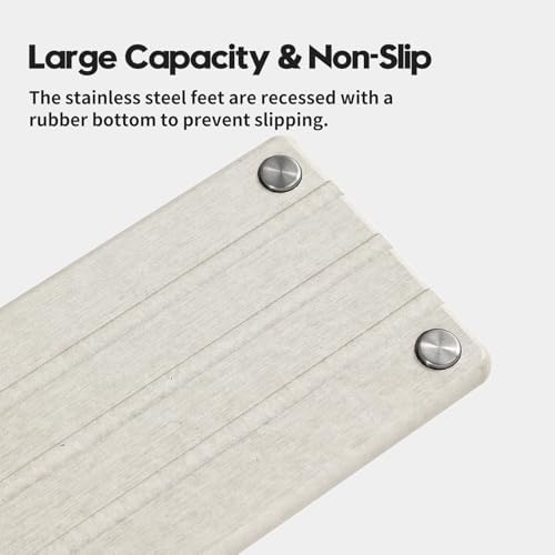 Razborci 2 Pack Fast Drying Water Absorbing Diatomite Stone Mat Tray for Kitchen & Bathroom Counter - Instant Dry Sink Caddy Organizer - Vanity Holder for Soap and Sponge – Beige Gray 10" x 4" - Image 6