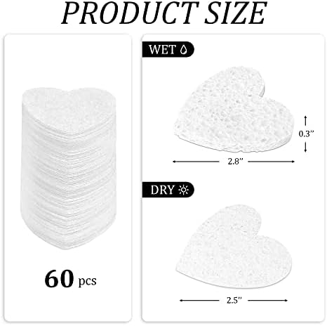 60-Count Kickleen Compressed Cellulose Heart Shape Facial Sponges,White - Image 3