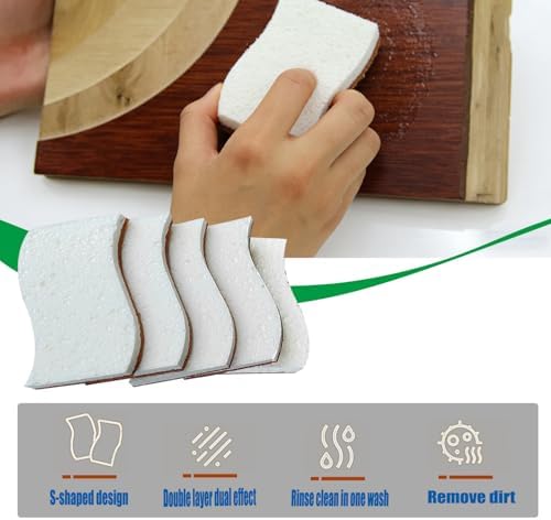 12 Pack Natural Kitchen Sponges,Biodegradable & Compostable,Non-Scratch Cellulose Coconut Fiber Sponges for Dishes,Pots and Pans,Eco-Friendly Cleaning Sponge. - Image 5