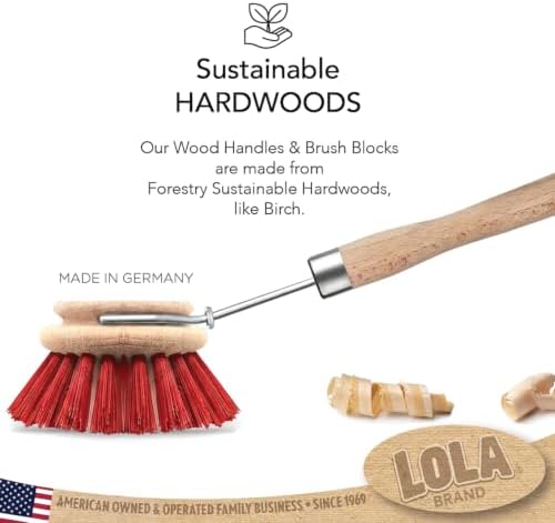 LOLA -The Original - Dishwashing & Vegetable Brush, 6 Pack, Hardwood w/Poly Fiber Bristles, Reusable, Sustainable, Has EZ-Grip Handle - Image 2