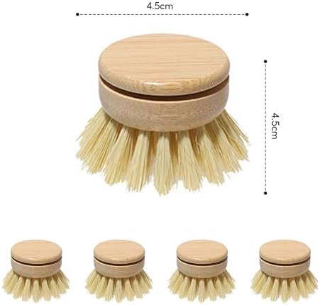 Wooden Washing Up Brush, 4PCS Replacement Brush Heads for Eco Dish Brush, Eco Bamboo Dish Brush, Natural Dish Brush, Kitchen Eco Bamboo Scrubber Brushes for Washing and Cleaning - Image 2