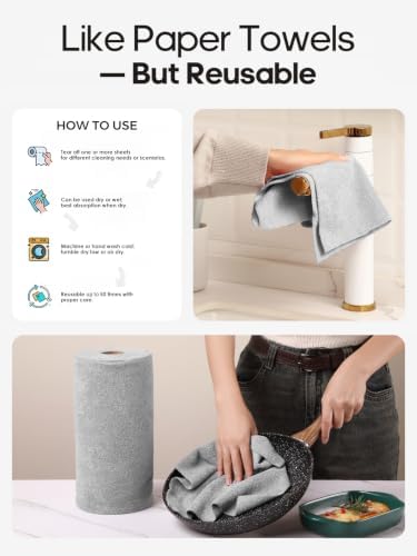 Fantasticlean Microfiber Cleaning Cloth Roll- 30 Sheets, 12" x 12" (Grey) - Image 4