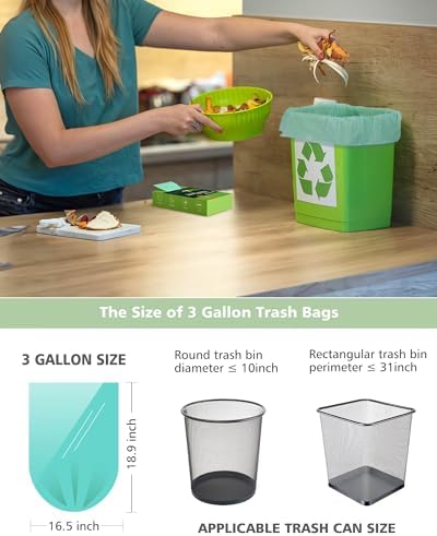 Compost Bags 3 Gallon 125 Packs,AYOTEE Compostable Small Biodegradable Trash Bags - Image 4