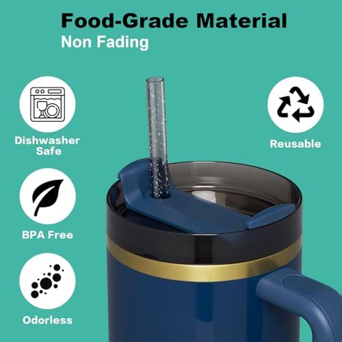 Allwith 12 PCS Replacement Straws for Stanley|Owala|Simple Modern 40oz 30oz Tumbler, Reusable Color Drinking Straws with Cleaning Brush for Stanley Cup Accessorie，BPA Free, Dishwasher Safe - Image 4