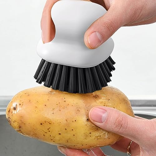 2Pack Dish Scrub Brush, Palm Brush Dish Scrubber with Ergonomic Grip, Kitchen Scrub Brushes for Cleaning for Pans, Pots, Kitchen Sink Cleaning-Black+White - Image 6
