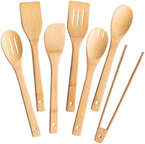 Eisinly 7-Piece Wooden Cooking Spoons, Polished Bamboo Utensil Set by Eisinly
