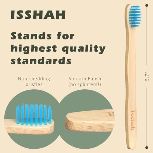 Isshah Kids Bamboo Toothbrushes Biodegradable Handle BPA Free Eco Friendly Children Size, Pack of 4 - Image 4