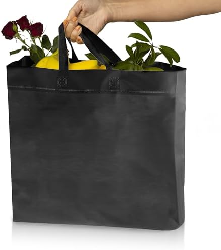 Simply Cool 50 Pack Reusable Grocery Bags, Medium Tote Bags Bulk, Black - Image 2