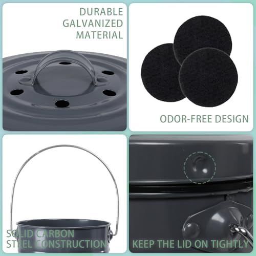 MUMTOP Compost Bin for Kitchen Countertop,1.3 Gal Metal Compost Container - Image 3