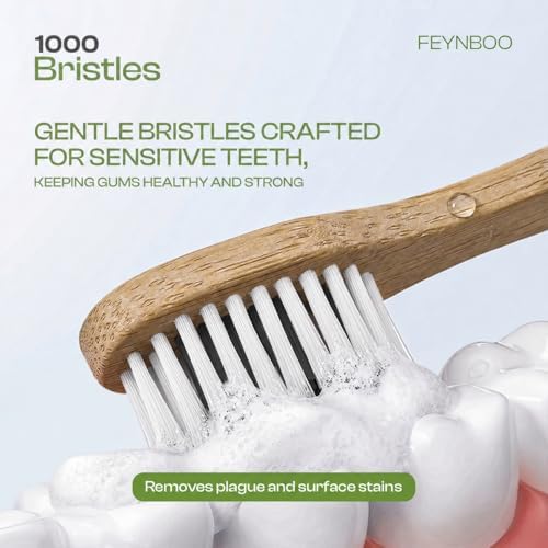 Bamboo Toothbrushes Soft Bristles 6 Pack - BPA Free Bristles Toothbrushes Teens and Adults - Eco-Friendly, Natural Wooden Toothbrush (Light Brown, Black, White). - Image 2