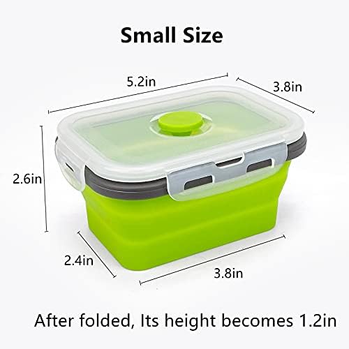 CCyanzi 3piece Collapsible Food Storage Containers with Lids, Silicone Lunch Container, Microwave & Freezer Safe, Space Saving for Kitchen Cabinet and Camping Backpack,(green gray) - Image 5