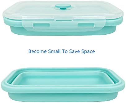 CARTINTS Silicone Collapsible Food Storage Containers-Prep/Storage Bowls with Lids - Set of 3 Square Silicone Lunch Containers - Microwave, Dishwasher and Freezer Safe (blue) - Image 5