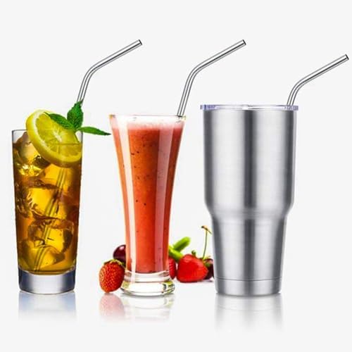 Set of 10 Stainless Steel Straws, HuaQi Bent Reusable Drinking Straws 10.5'' Long 0.24‘’ Dia for 30 oz Tumbler and 20 oz Tumbler, 2 Cleaning Brush Included (10 Bent Staw + 2 Brushes） - Image 4